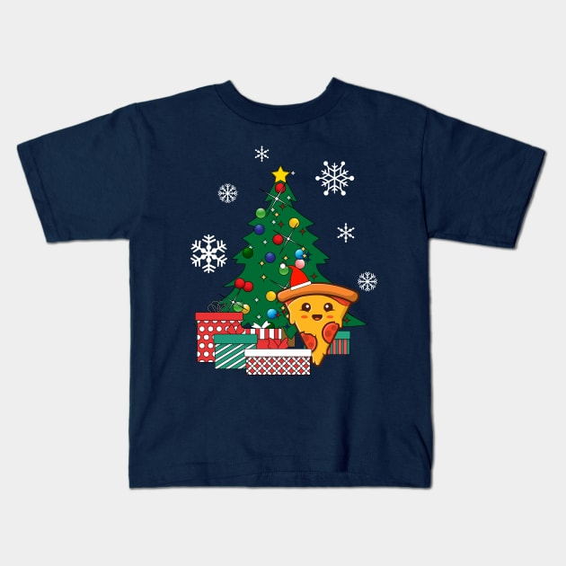 Happy Pizza Around The Christmas Tree Kids T-Shirt by Nova5